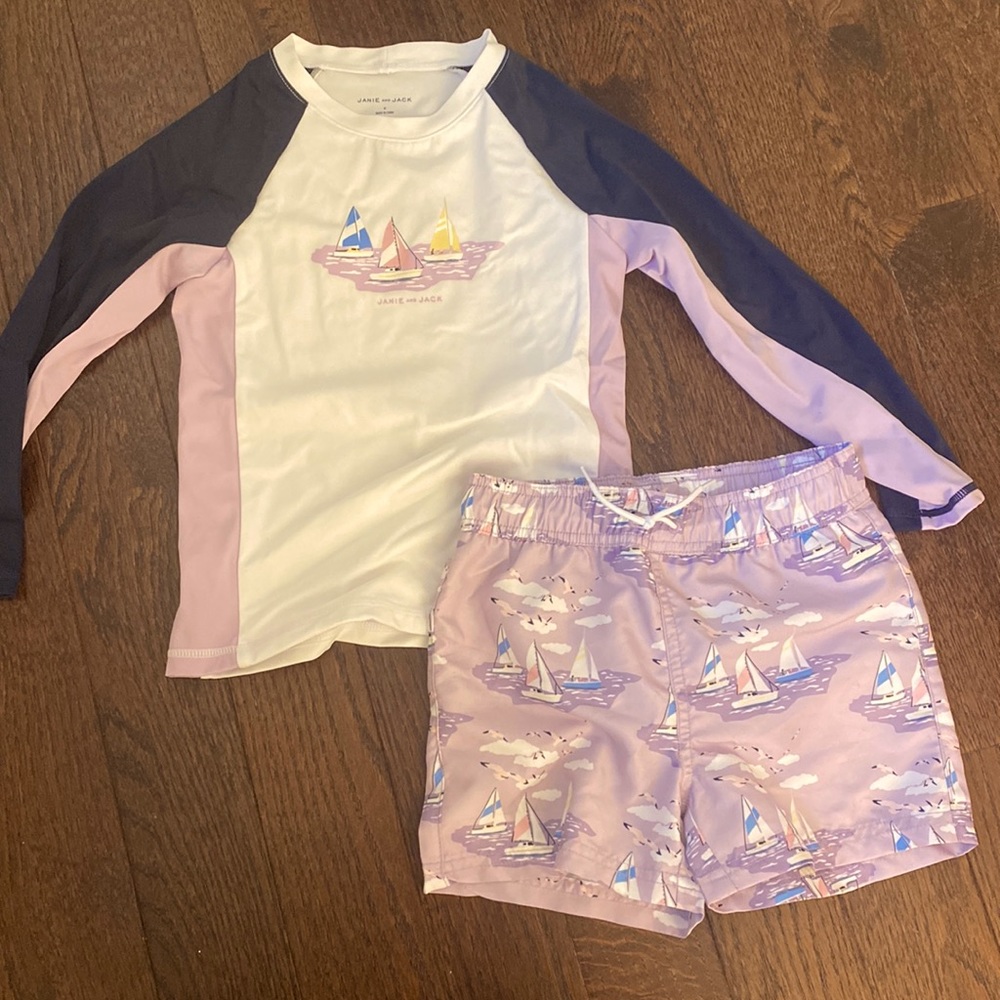 Janie and Jack boys swim suit and rash guard